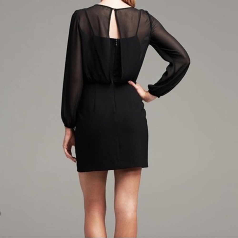 Banana Republic Black Sheer Sleeve Dress